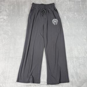Gothic Logo Wide Leg Sweatpants Wmn M Gray Streetwear Chrome Hearts Inspired Y2K